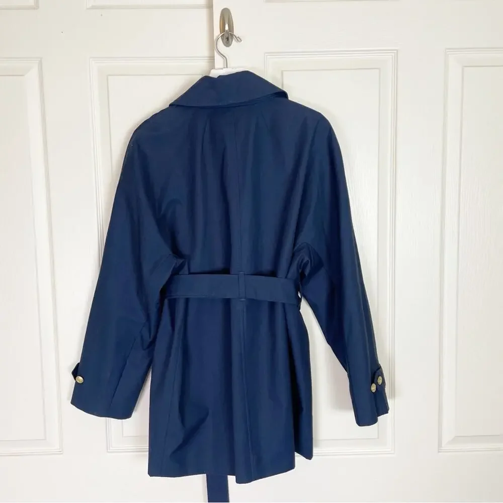 J.Crew Navy Trench Coat Water Repellent Cotton Belted NWT Sz L - Picture 6 of 12